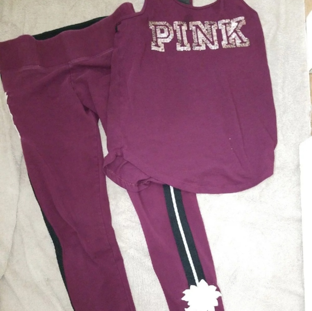 Vs pink embroidered set
